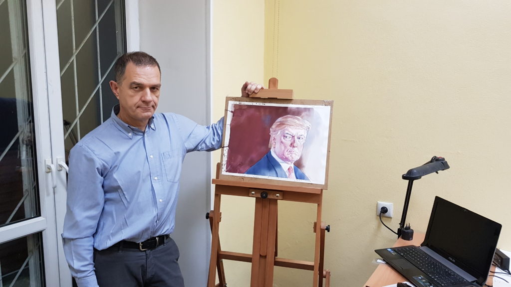 Trump portrait with the artist