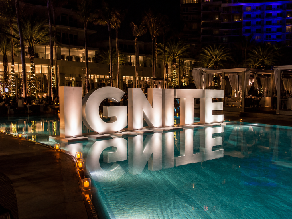 Ignite lited floating letters